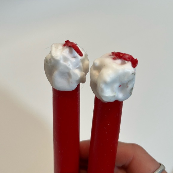 2 VTG Lenox Red Santa Claus Face Xmas Tall Wax Taper Candles NOS in Box JAPAN - Picture 4 of 4